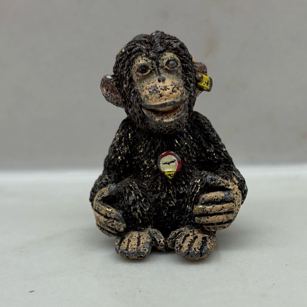 Rare Vintage Steiff Enesco Miniature Pewter Chimp Figurine